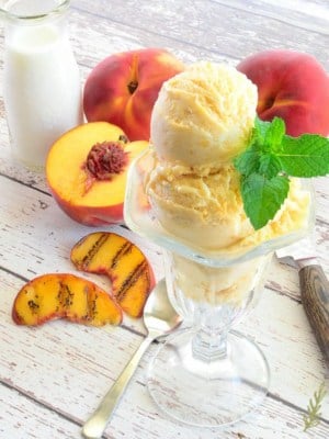 Sense & Edibility's Grilled Peach Buttermilk Frozen Custard Recipe