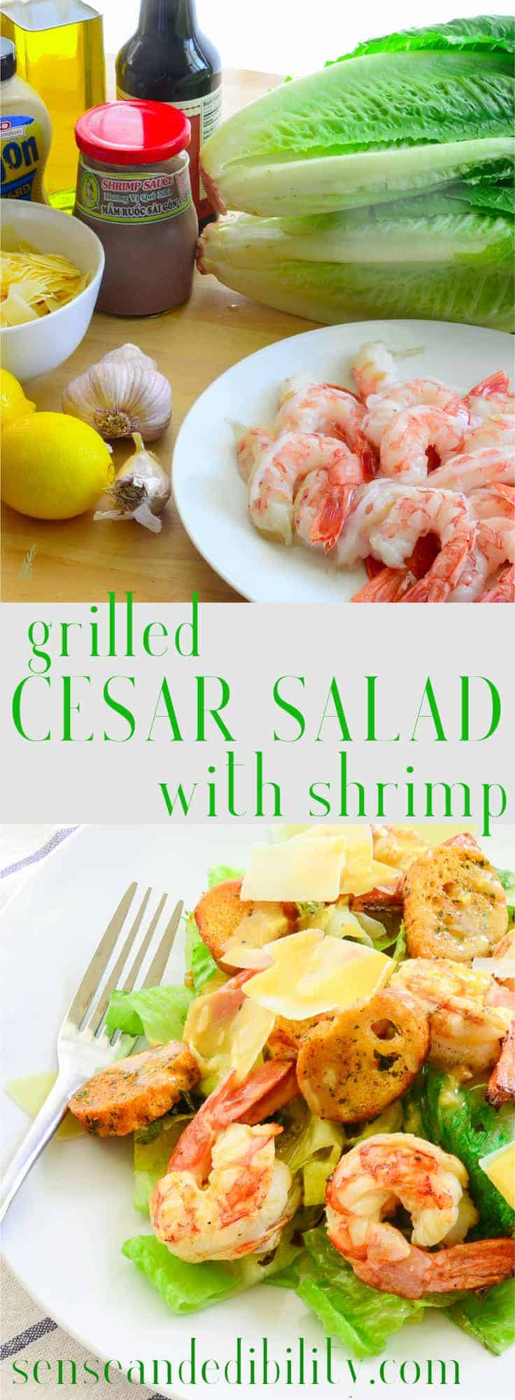 Sense & Edibility's Grilled Cesar Salad with Shrimp Pin