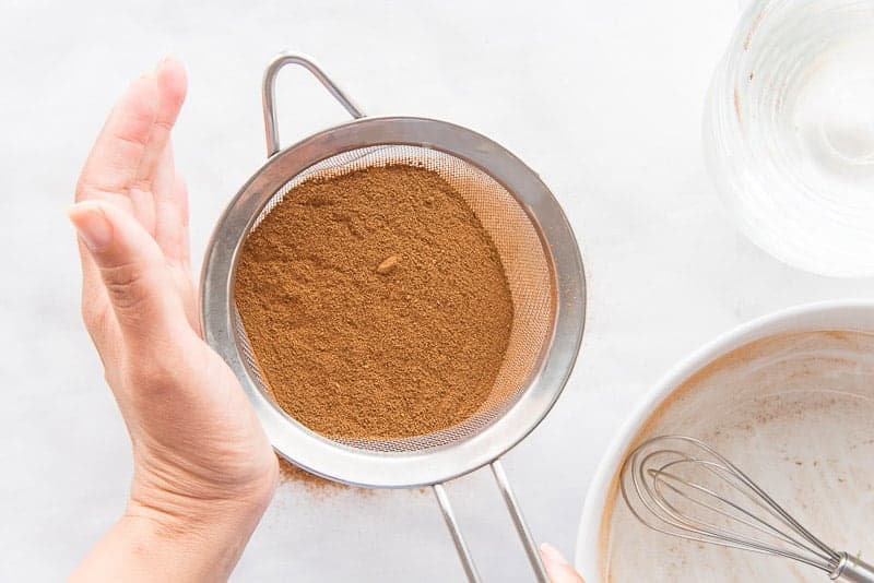The pumpkin pie spice blend is sifted to create a better blend of spices.