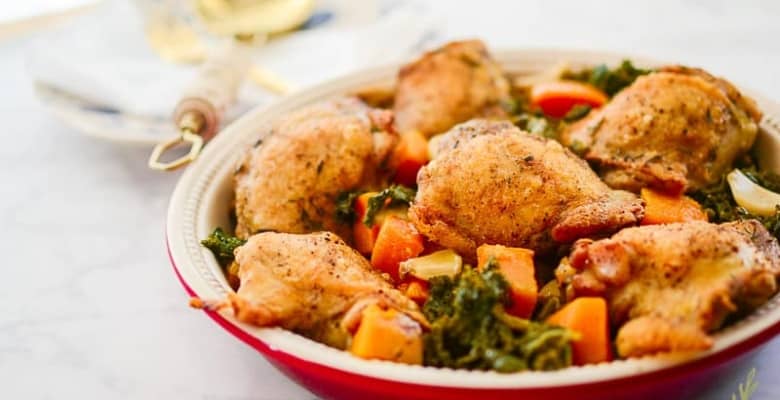 Sense & Edibility's 40 Clove Chicken with Kale and Butternut Squash