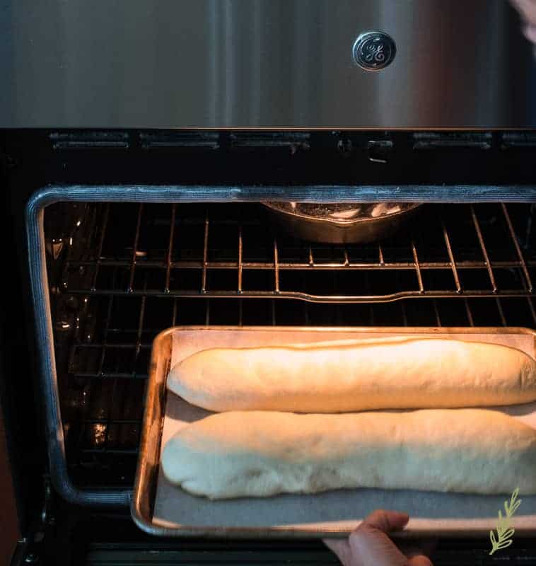 Steam is created in the oven before baking the bread