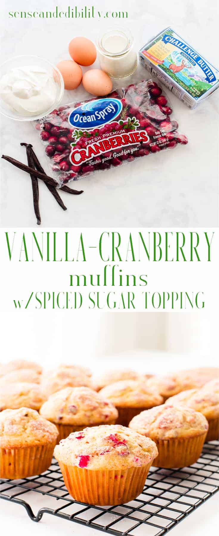 Sense & Edibility's Vanilla-Cranberry Muffins Pin