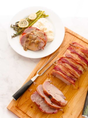 Sense & Edibility's Brined Bacon-Wrapped Pork Loin