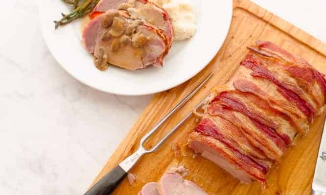 Sense & Edibility's Brined Bacon-Wrapped Pork Loin