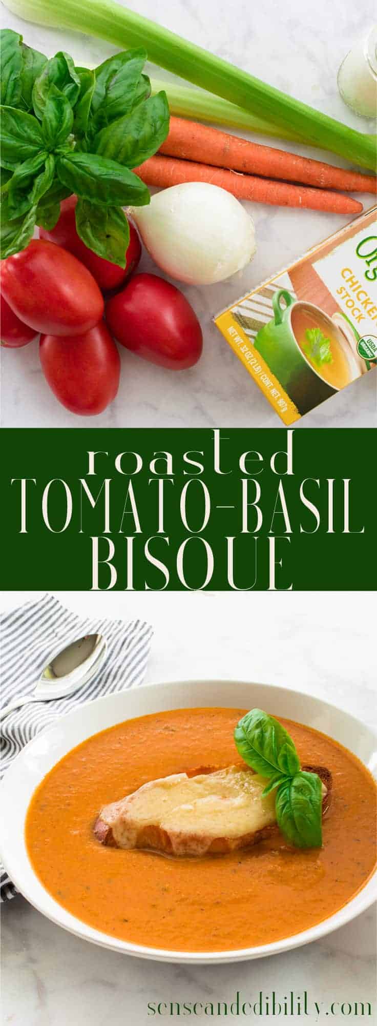 Sense & Edibility's Roasted Tomato-Basil Bisque Pin