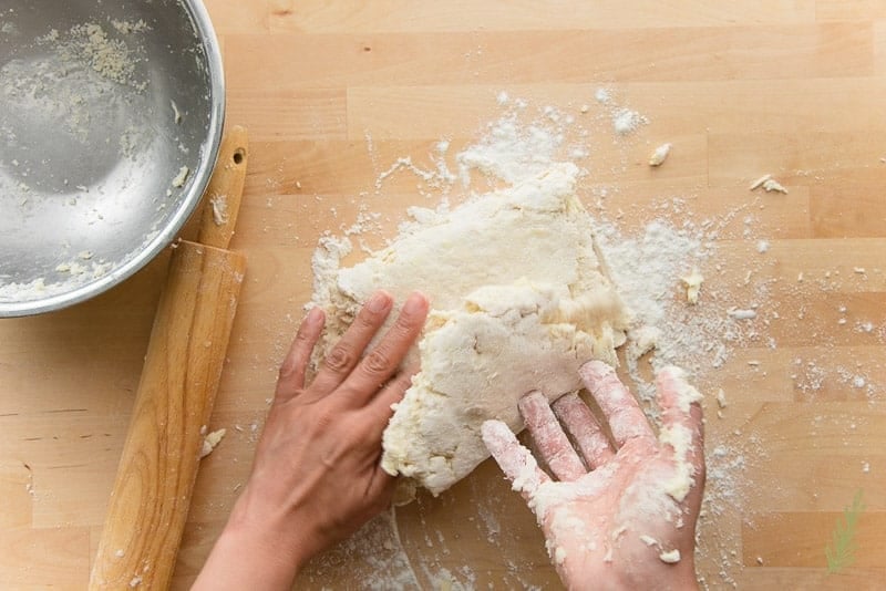 Layering the buttermilk biscuit dough