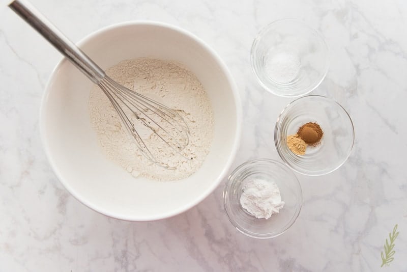Whisk together flour, spices, and leavening
