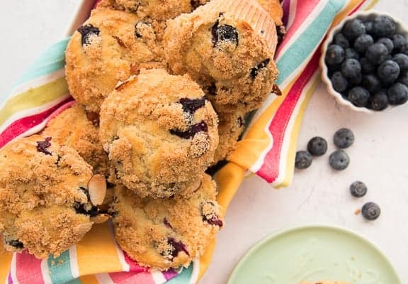 Sense & Edibility's Blueberry-Almond Streusel Muffins Lead Shot