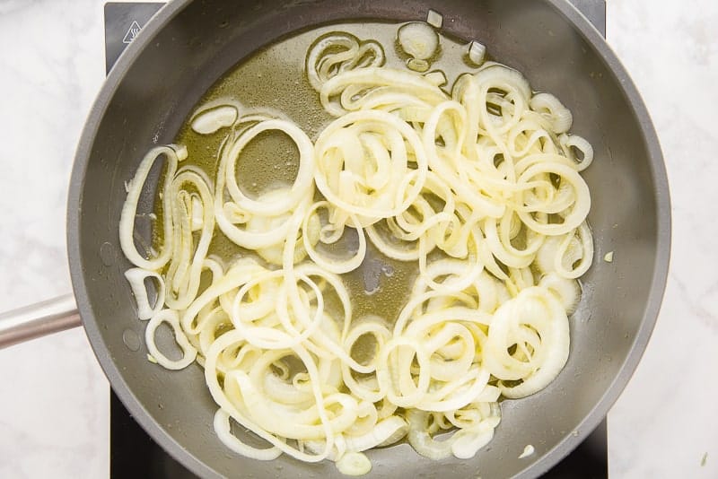 Saute the onions in olive oil until soft