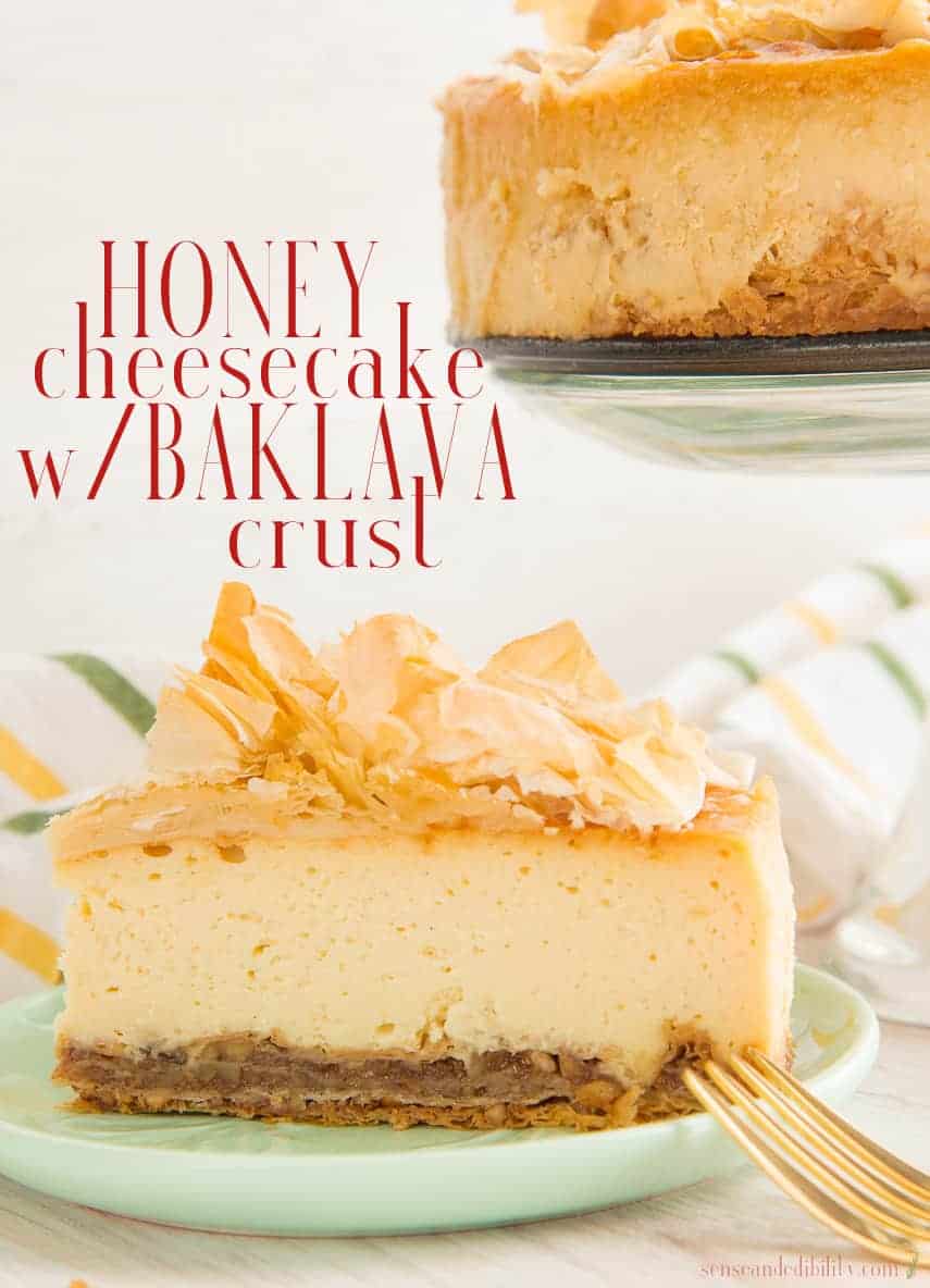 Combine two of the greatest desserts into one with this Honey Cheesecake and Baklava Crust recipe. #baklava #honeycheesecake #dessert #sweets #bakingday #weekendbakingproject via @ediblesense