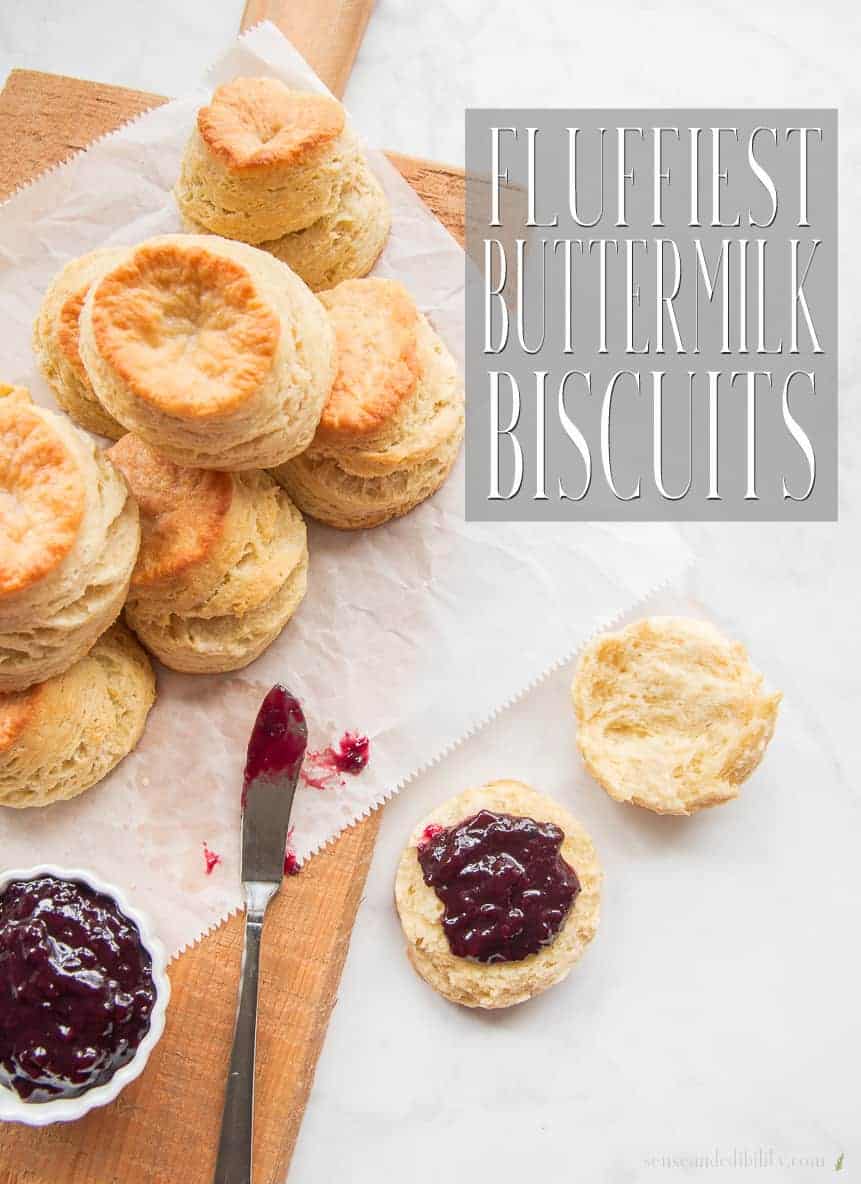 Fluffy Buttermilk Biscuits made by a non-Southerner?!? Yes! These mile-high, buttery biscuits are something to sink your teeth into. #biscuits #buttermilkbiscuits #bread #baking #breadmaking #breakfast #brunch  via @ediblesense