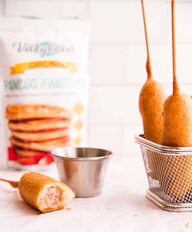 Pancake and Sausage on a Stick - All She Cooks