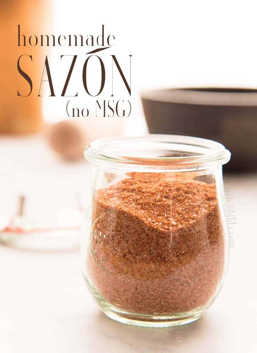 Sazón without MSG is a thing now that you have this recipe. Still full of flavor and spice, but without the added MSG. Store it for up to 6 months in the pantry and you'll always have flavorful food. #sazon #seasoningblend #spiceblend #spices #spicerub #PuertoRican #cooking #homemadesazon #seasonings #seasoningblend via @ediblesense