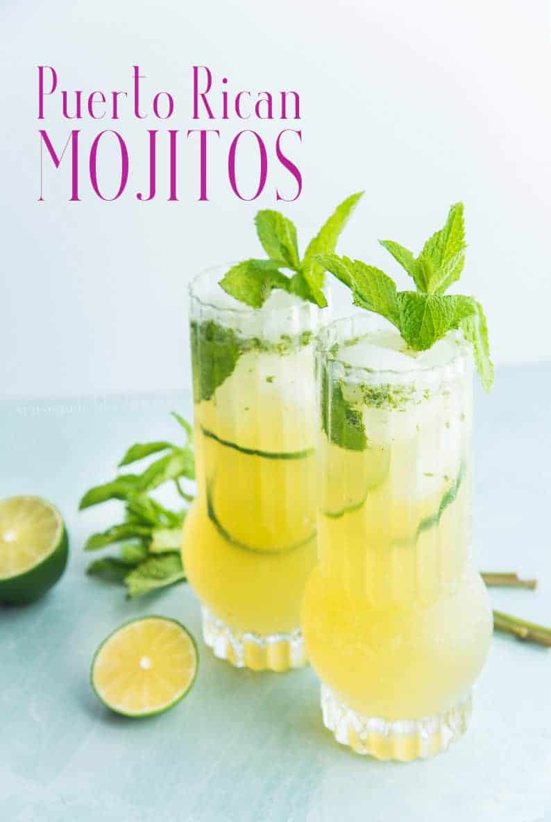 Puerto Rican Mojitos bring a bit more sweetness to the traditional cocktail. Made with lemon-lime soda, it's a refreshing cocktail for all of your party needs. #mojito #mint #rum #rumcocktail #cocktail #puertorican #boricua #bacardi #donqrum via @ediblesense
