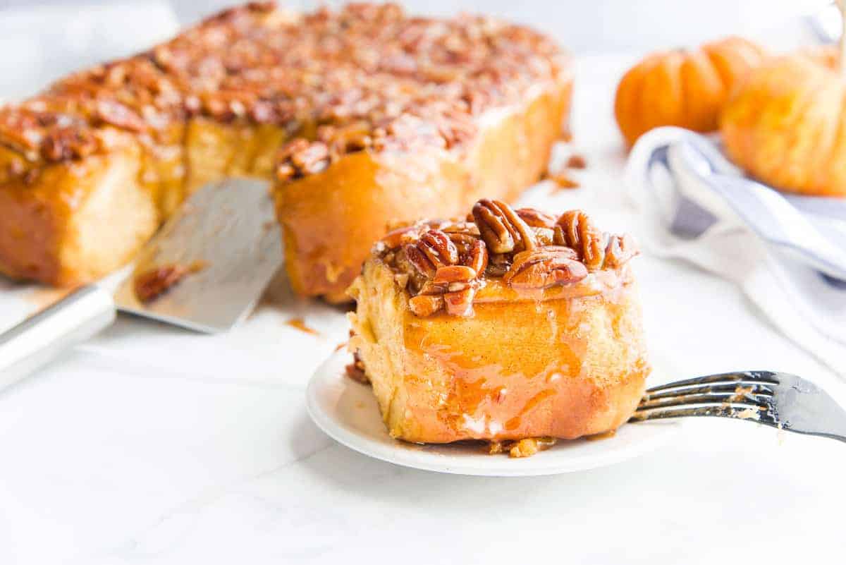 Pumpkin Caramel Sticky Buns with Pecans - Sense and Edibility
