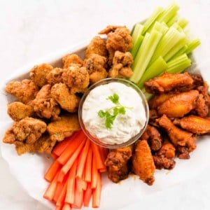 Preview image of a Buffalo Wing Platter with blue cheese, celery and carrots