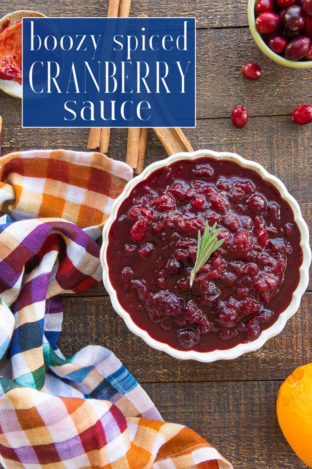 Boozy Spiced Cranberry Sauce is so easy to make, but the flavor makes you and your guests think you've spent hours making it. Made with all natural ingredients, it tastes better the further ahead you make it. It's the best recipe to serve alongside all of your holiday dishes. #cranberrysauce #homemadecranberrysauce #cranberry #cranberries #cookingwithbourbon #bourbon #cooking #holidayrecipe #makeaheadrecipe #Thanksgivingrecipe #Christmasrecipe via @ediblesense