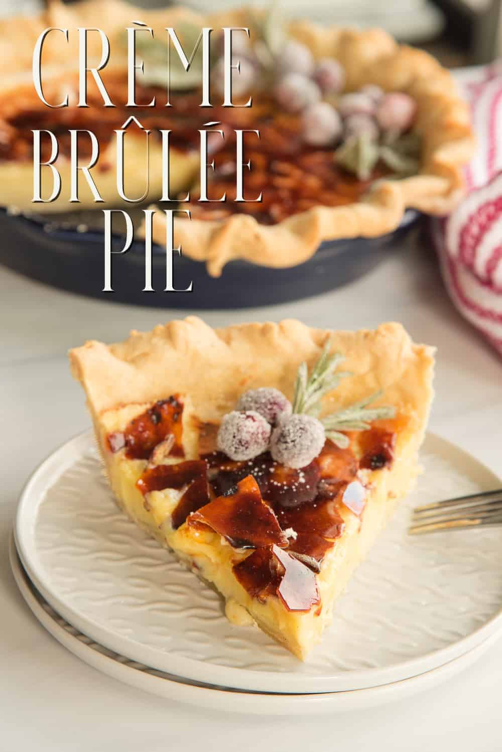 Créme Brûlèe Pie is a marriage of flaky pie crust and the classic French custard. This easy-to-make dessert will have you swooning at its decadence. Pure vanilla flavor wrapped in a buttery, flaky crust and topped with a candy sugar shell. Serve with or without sugared garnishes. #CrémeBrûlèe #CrémeBrûlèeDessert #dessert #pie #BakingPie #holidayrecipe #easydessertrecipe #mealypiedough #patebrisee #piedough #custard #eggcustard #flan #dessertrecipe #holidaydessertrecipe #baking #pastries #pastry via @ediblesense