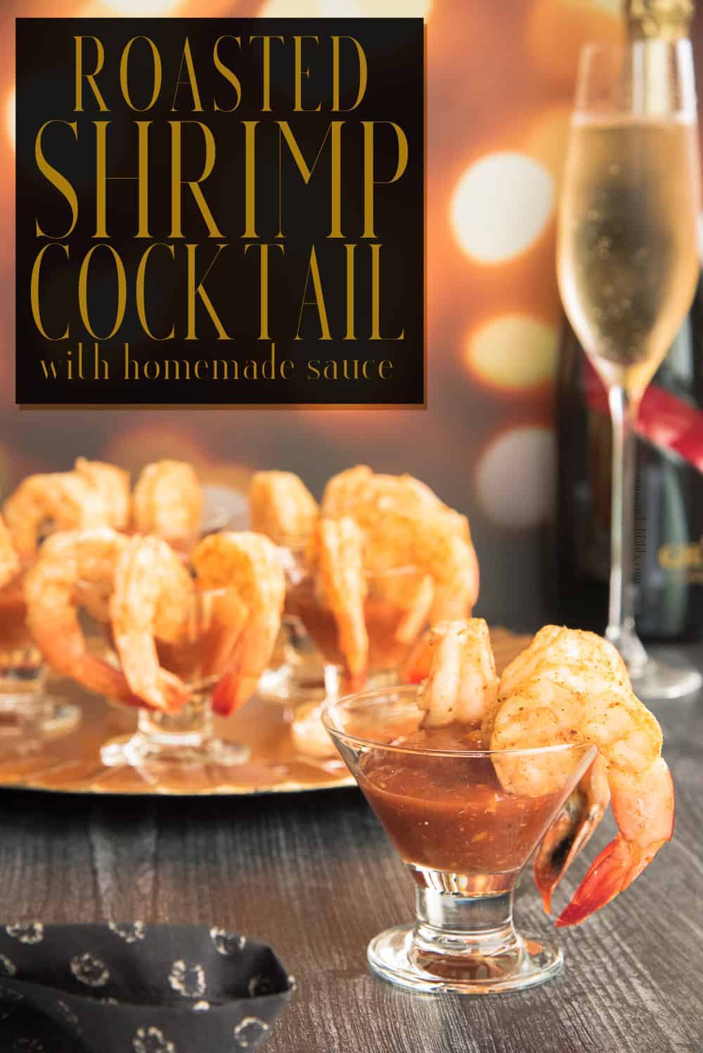 Boiled shrimp cocktail is so 80s. Give your next soiree a bit more flavor with this Roasted Shrimp Cocktail with Homemade Cocktail Sauce. Roasting the shrimp gives it more flavor and making your cocktail sauce from scratch makes this an appetizer you'll make again and again. #shrimpcocktail #shrimp #seafood #cocktailparty #NYE #appetizer #appetizerrecipe #shrimpappetizer #roastedshrimp #partyfood #horsdoeuvres via @ediblesense