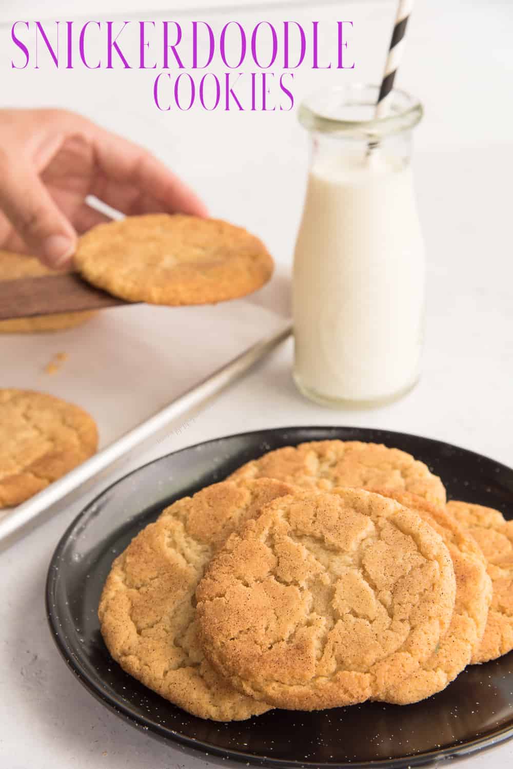 Snickerdoodle Cookies that are crisp on the edges, but chewy in the center are what dessert is missing. They're buttery, cinnamony, and perfectly sweet. #snickerdoodlecookies #cookies #cookiebaking #cookieexchange #holidaybaking #IversonMallsnickerdoodle #cookiedough #buttercookie #cinnamonsugar #freezerfriendly via @ediblesense