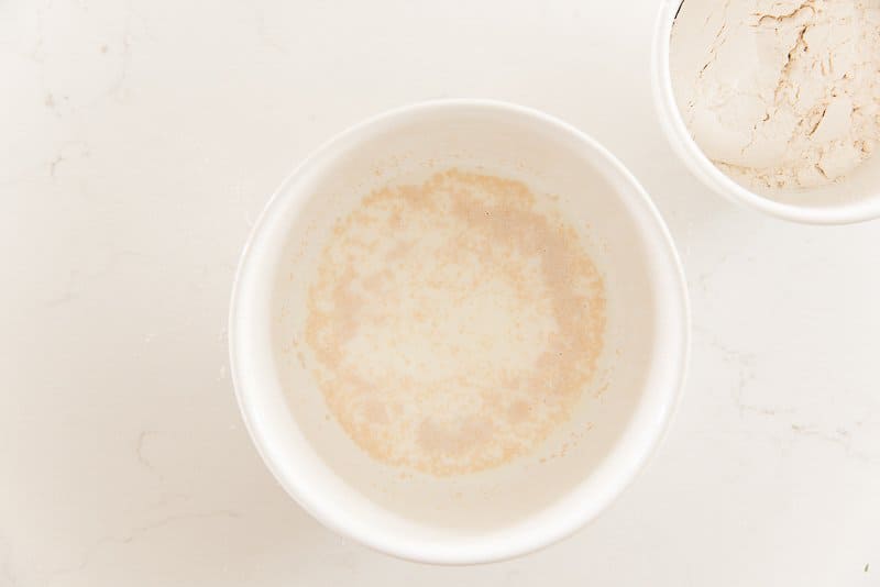 The yeast blooms in a bowl of warm milk.