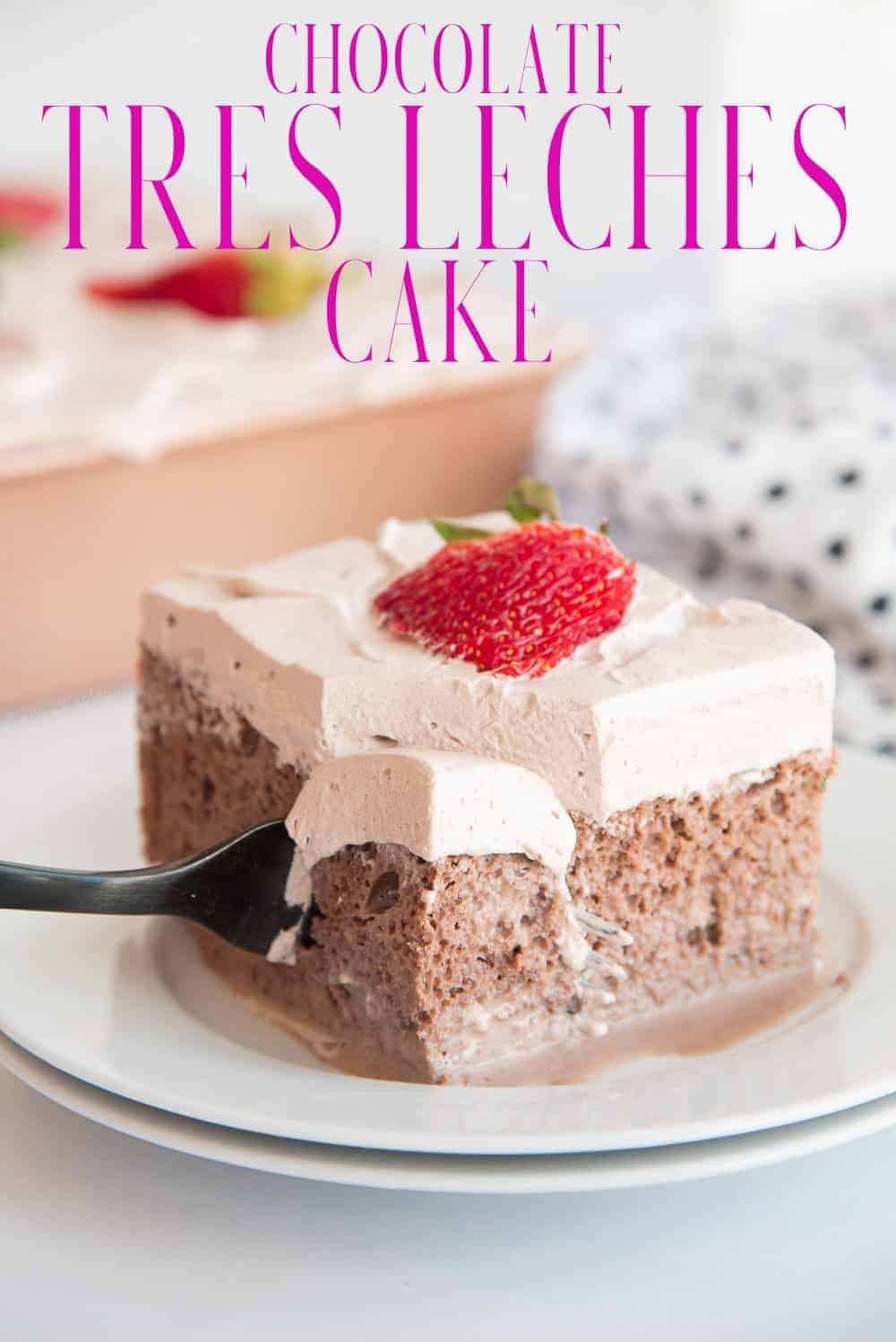 Chocolate Tres Leches Cake take the popular Latin American dessert and makes it more decadent with a malted chocolate milk bath. Top yours with light, fluffy chocolate whipped cream and fresh berries. This is a perfect Cinco de Mayo or celebration cake, which is sure to please your entire family. #chocolatetresleches #treslechescake #tresleches #cake #chocolatecake #chocolatewhippedcream #CincodeMayodessert #CincodeMayoRecipes #Hispanicrecipes #PuertoRicanRecipes.  via @ediblesense