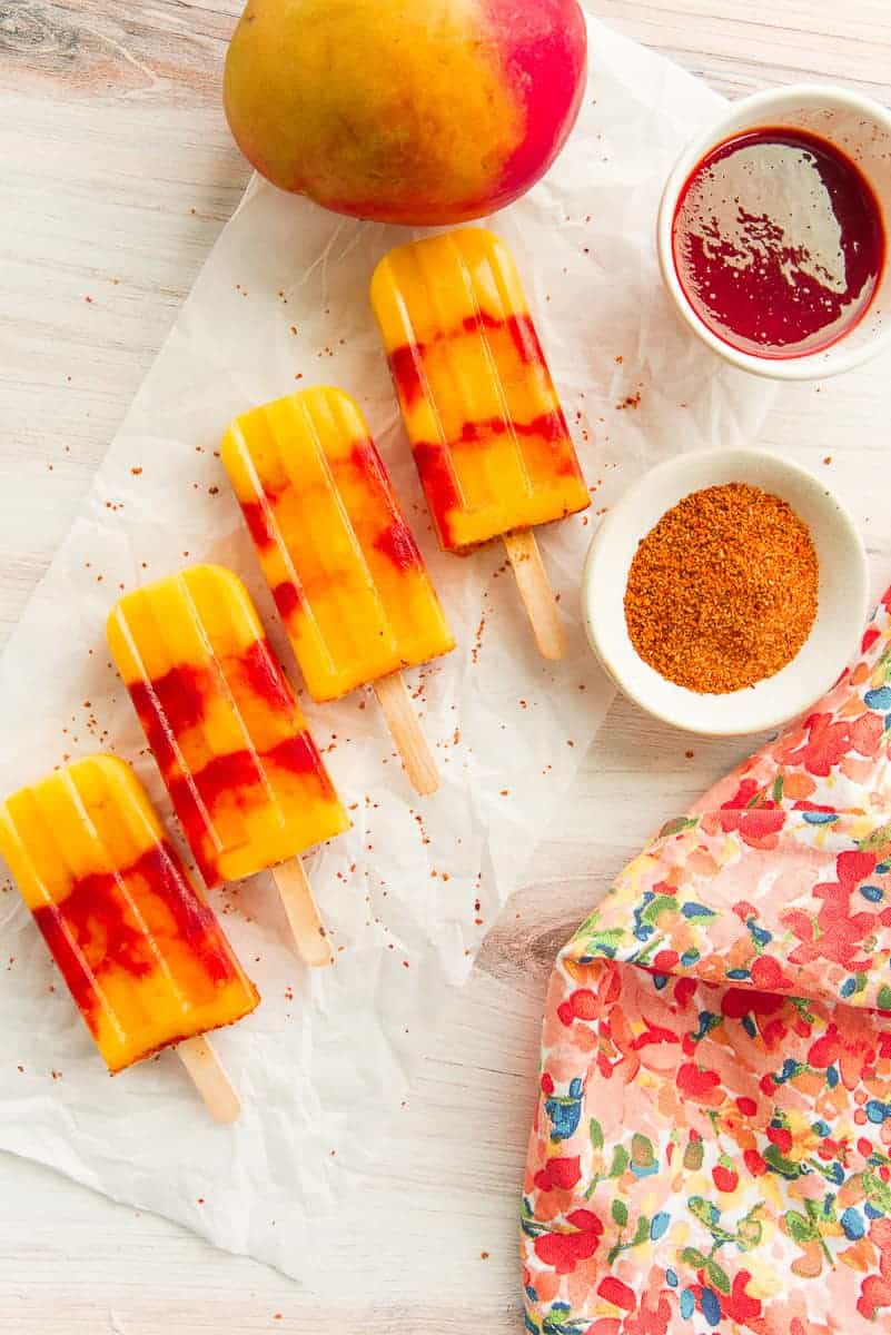 Lead image of the Mango Rosewater Paletas with Chamoy recipe.