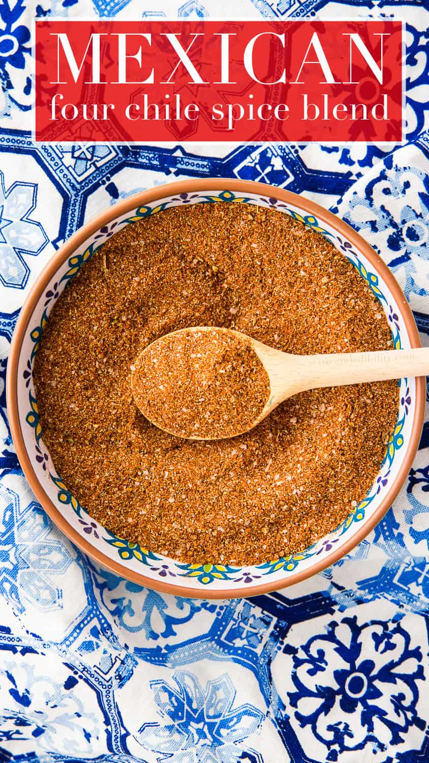 Mexican Four Chile Spice Blend contains all of the flavor you could ever need in one easy-to-make combination. Use it to add flavor to your taco meats, fajitas, soups, dips, or even as a seasoning for your cocktails. This spice blend contains four different chiles to make your spice rub the most unique one this side of the border. #spiceblend #seasoningblend #spicerub #Mexicanspice #tacoseasoning #fajitaseasoning #spices #chilespice #homemadespicerub #homemadespiceblend #Mexicanfood #chilepowder #chilipowder via @ediblesense
