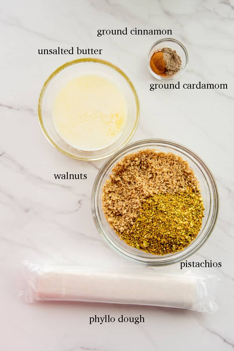 The ingredients needed to make the crust.